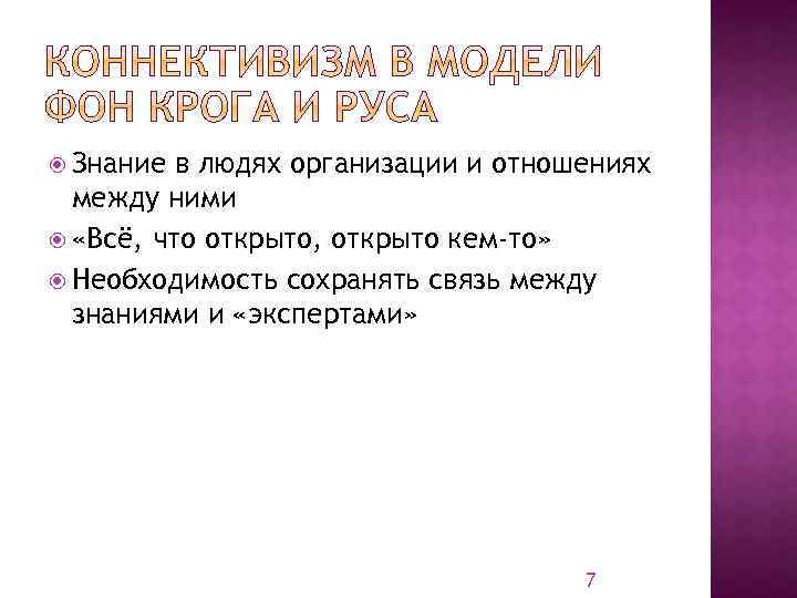  Знание в людях организации и отношениях между ними «Всё, что открыто, открыто кем-то»