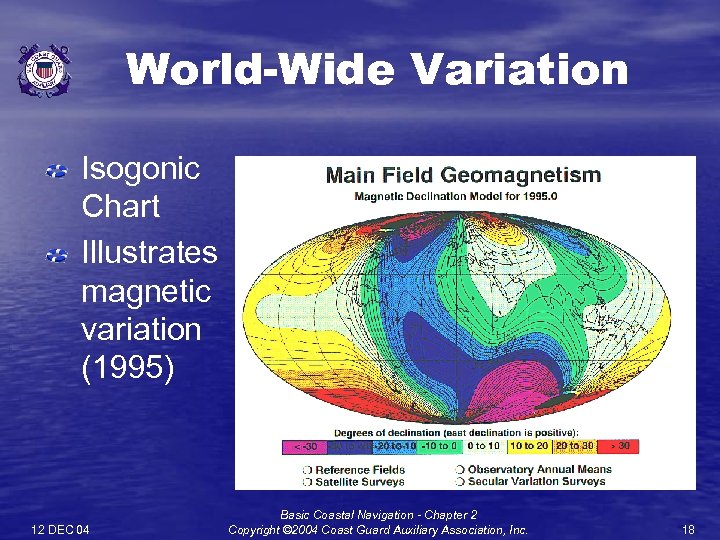 World-Wide Variation Isogonic Chart Illustrates magnetic variation (1995) 12 DEC 04 Basic Coastal Navigation