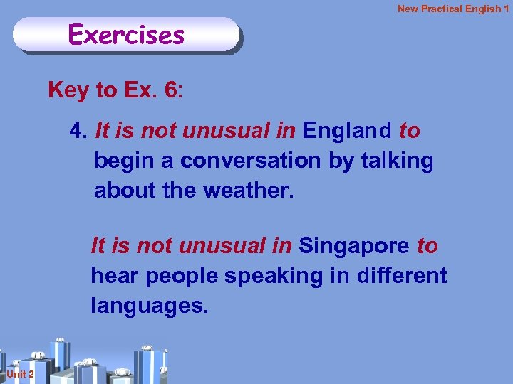 New Practical English 1 Exercises Key to Ex. 6: 4. It is not unusual