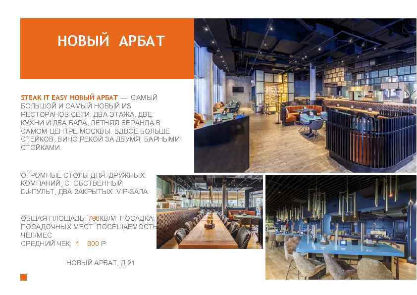 НОВЫЙ АРБАТ STEAK IT EASY НОВЫЙ АРБАТ — САМЫЙ БОЛЬШОЙ И САМЫЙ НОВЫЙ ИЗ