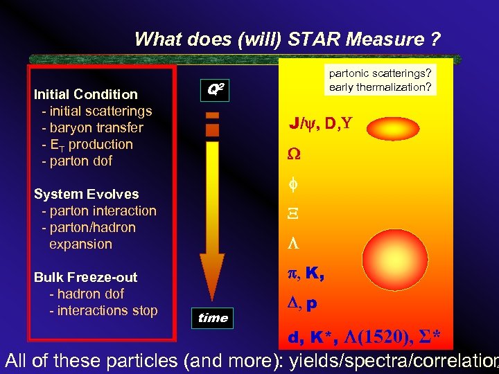 What does (will) STAR Measure ? Initial Condition - initial scatterings - baryon transfer