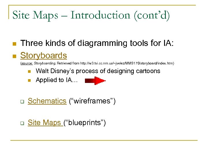 Site Maps – Introduction (cont’d) n n Three kinds of diagramming tools for IA: