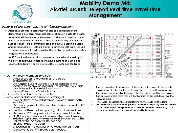 Mobility Demo M 4: Alcatel-Lucent: Teleport Real-time Travel Time Management Demo 4: Teleport Real-time