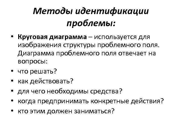 Методы идентификации. Способы идентификации проблемы. Этап идентификации проблем. Методика идентификации. Инструменты идентификации проблем.