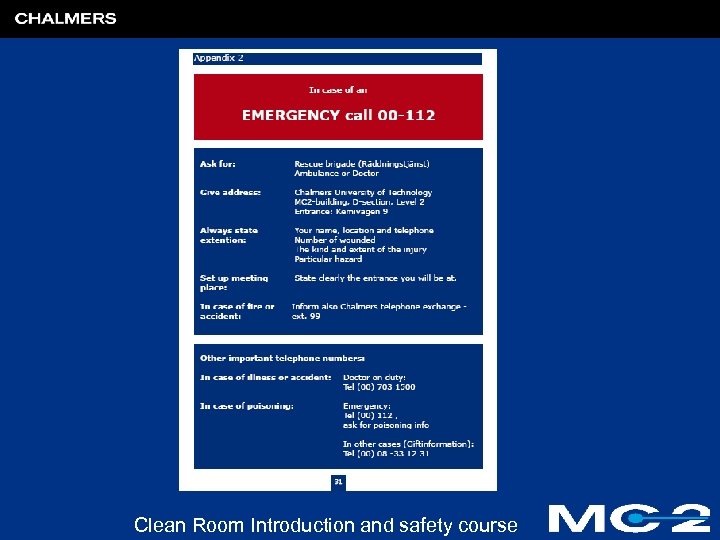 Clean Room Introduction and safety course 