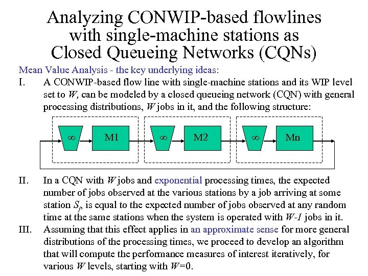 Analyzing CONWIP-based flowlines with single-machine stations as Closed Queueing Networks (CQNs) Mean Value Analysis