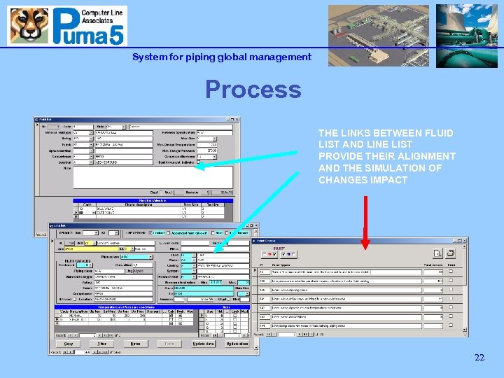 System for piping global management Process THE LINKS BETWEEN FLUID LIST AND LINE LIST