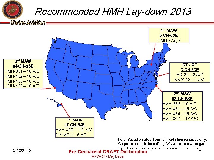  Recommended HMH Lay-down 2013 4 th MAW 6 CH-53 E HMH-772(-) 3 rd