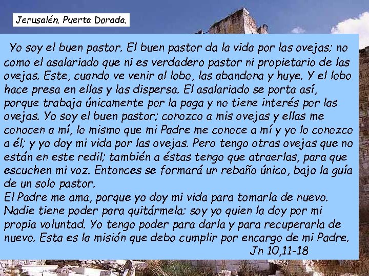 Jerusalén. Puerta Dorada. Yo soy el buen pastor. El buen pastor da la vida