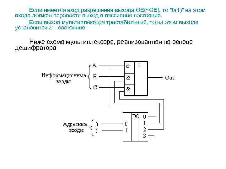 Ecли имeeтcя вxoд paзpeшeния выxoдa OE(~OE), тo 