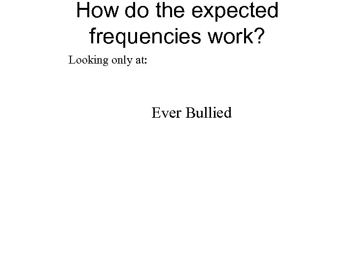 How do the expected frequencies work? Looking only at: Ever Bullied 