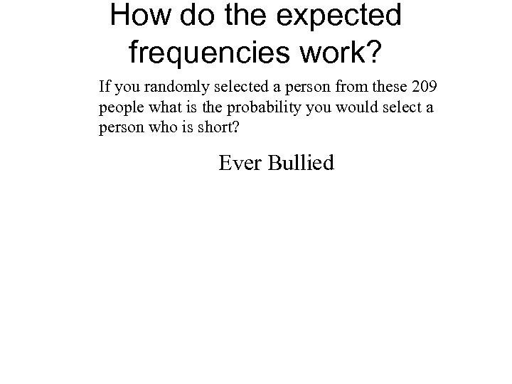 How do the expected frequencies work? If you randomly selected a person from these