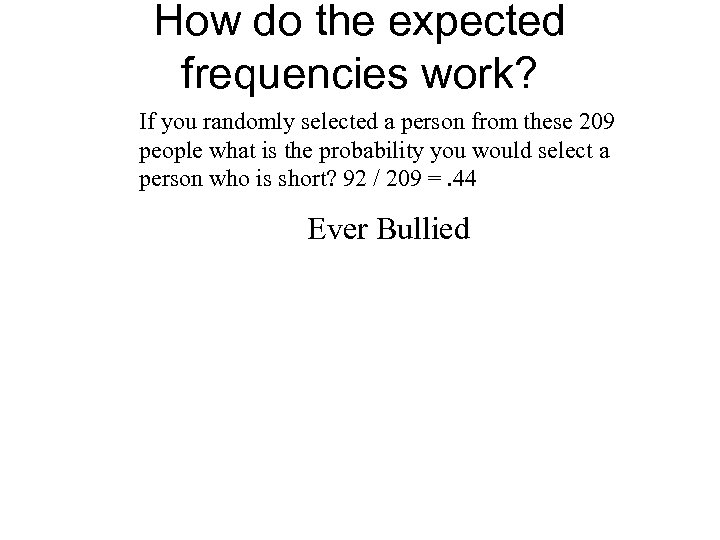 How do the expected frequencies work? If you randomly selected a person from these