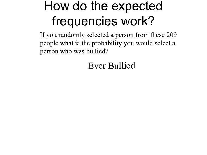 How do the expected frequencies work? If you randomly selected a person from these