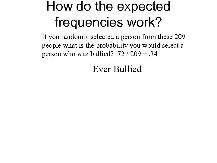 How do the expected frequencies work? If you randomly selected a person from these