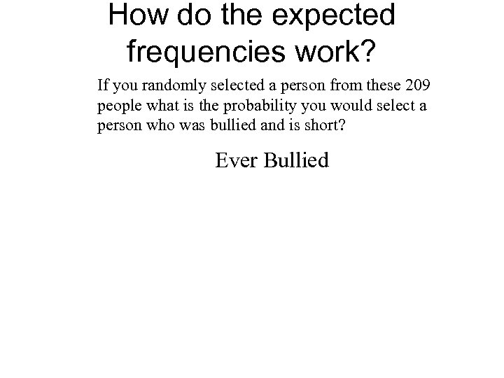 How do the expected frequencies work? If you randomly selected a person from these