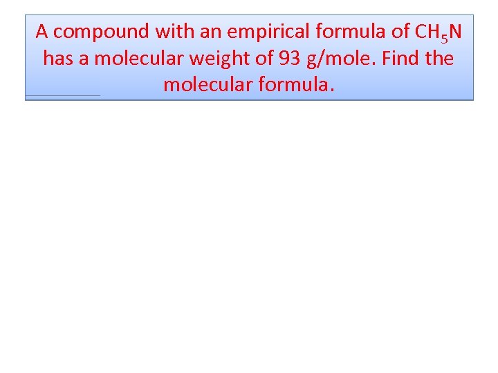 A compound with an empirical formula of CH 5 N has a molecular weight