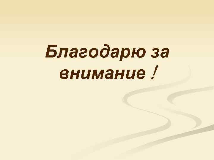 Благодарю за внимание ! 