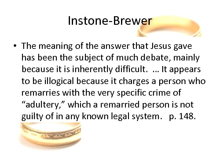 Instone-Brewer • The meaning of the answer that Jesus gave has been the subject