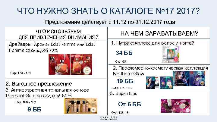 ЧТО НУЖНО ЗНАТЬ О КАТАЛОГЕ № 17 2017? Предложение действует с 11. 12 по