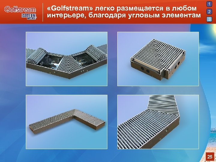  «Golfstream» легко размещается в любом интерьере, благодаря угловым элементам 1 2 3 25