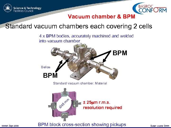 Vacuum chamber & BPM Standard vacuum chambers each covering 2 cells 4 x BPM