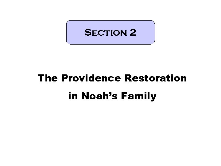 Section 2 The Providence Restoration in Noah’s Family 