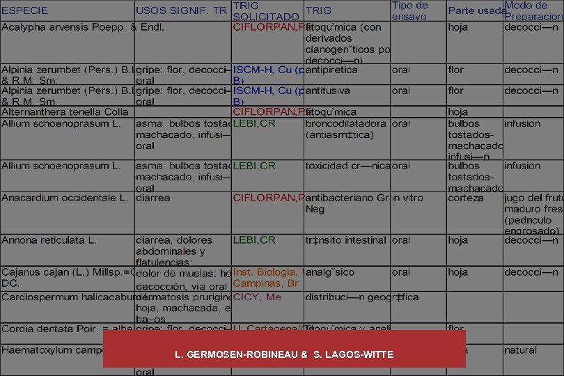 L. GERMOSEN-ROBINEAU & S. LAGOS-WITTE 