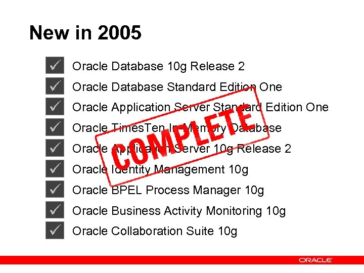 New in 2005 ü ü ü ü ü Oracle Database 10 g Release 2