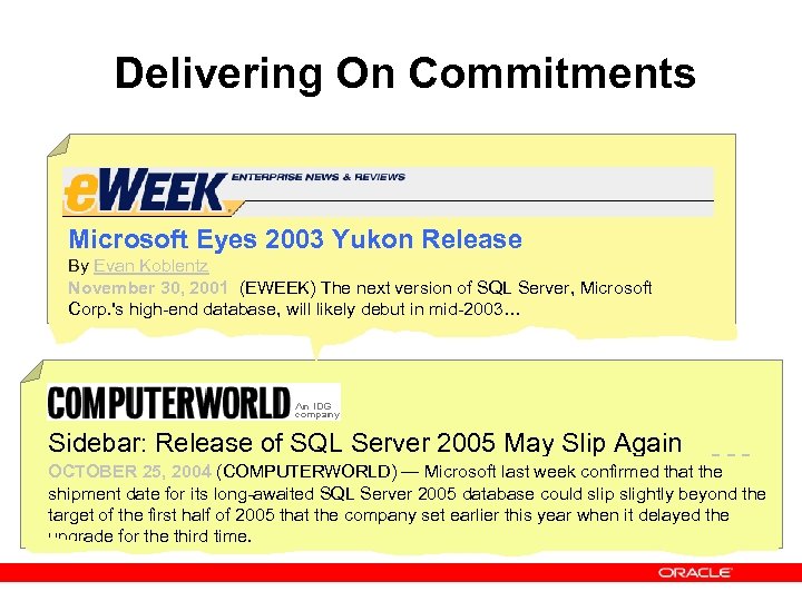 Delivering On Commitments Microsoft Eyes 2003 Yukon Release By Evan Koblentz November 30, 2001