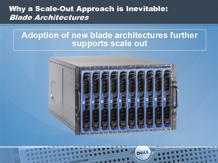 Why a Scale-Out Approach is Inevitable: Blade Architectures Adoption of new blade architectures further