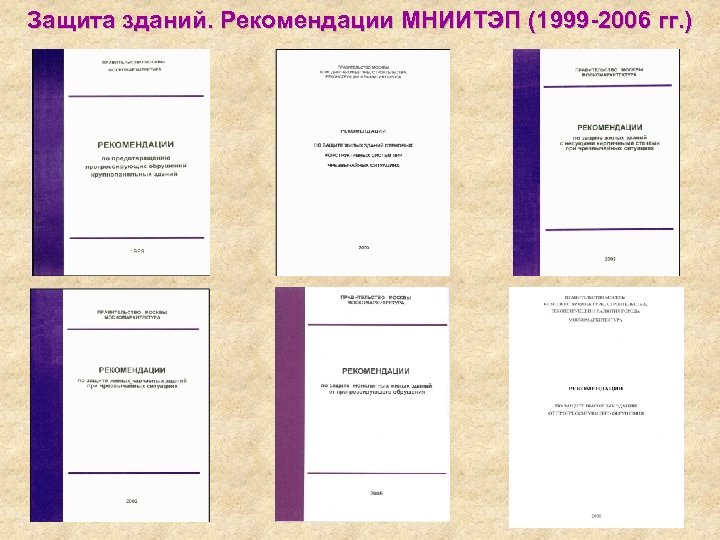 Защита зданий. Рекомендации МНИИТЭП (1999 -2006 гг. ) 