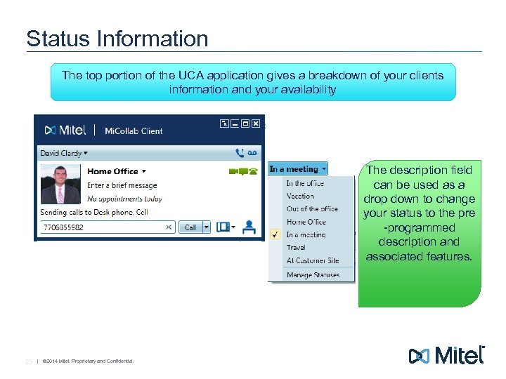 Status Information The top portion of the UCA application gives a breakdown of your
