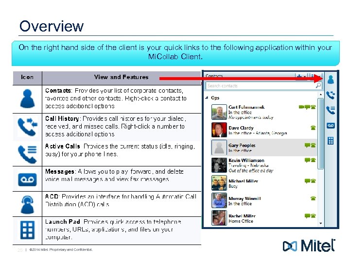 Overview On the right hand side of the client is your quick links to