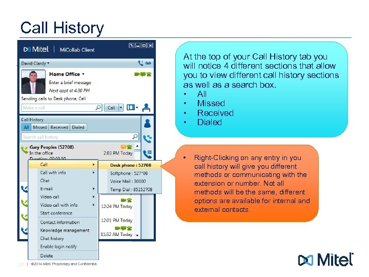 Call History At the top of your Call History tab you will notice 4