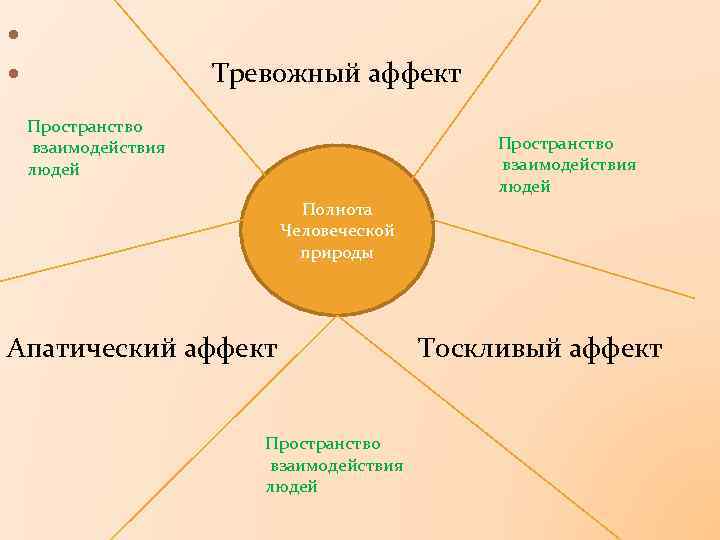  Тревожный аффект Пространство взаимодействия людей Полнота Человеческой природы Апатический аффект Пространство взаимодействия людей