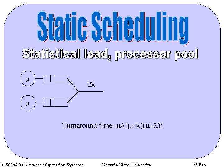 m 2 l m Turnaround time=m/((m-l)(m+l)) CSC 8420 Advanced Operating Systems Georgia State University