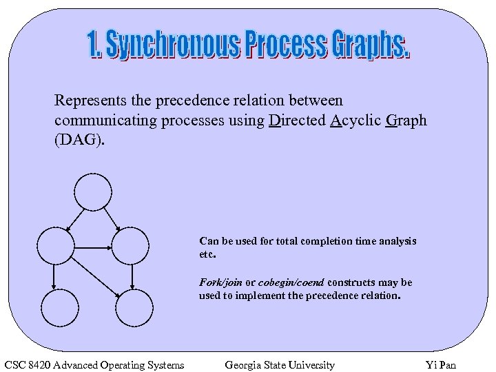 Represents the precedence relation between communicating processes using Directed Acyclic Graph (DAG). Can be