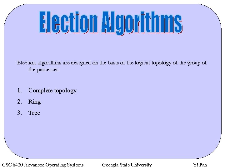 Election algorithms are designed on the basis of the logical topology of the group