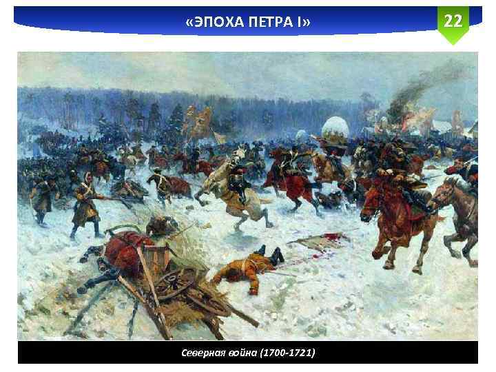  «ЭПОХА ПЕТРА I» Северная война (1700 -1721) 22 