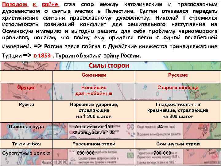 Поводом к войне стал спор между католическим и православным духовенством о святых местах в