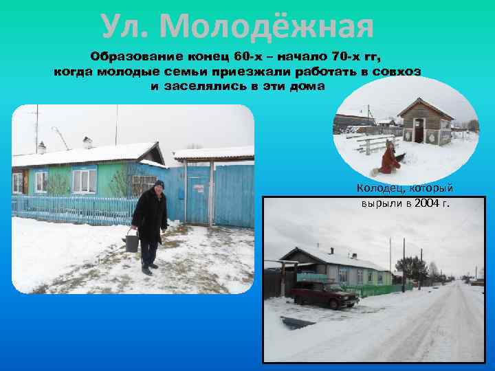 Ул. Молодёжная Образование конец 60 -х – начало 70 -х гг, когда молодые семьи