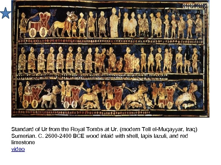 Standard of Ur from the Royal Tombs at Ur. (modern Tell el-Muqayyar, Iraq) Sumerian.