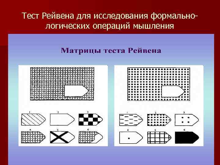 Тест Рейвена для исследования формальнологических операций мышления 