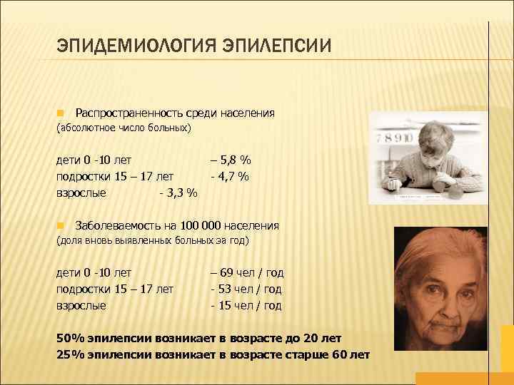 ЭПИДЕМИОЛОГИЯ ЭПИЛЕПСИИ n Распространенность среди населения (абсолютное число больных) дети 0 -10 лет подростки