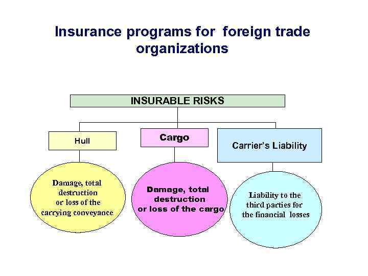 Insurance programs foreign trade organizations INSURABLE RISKS Hull Damage, total destruction or loss of