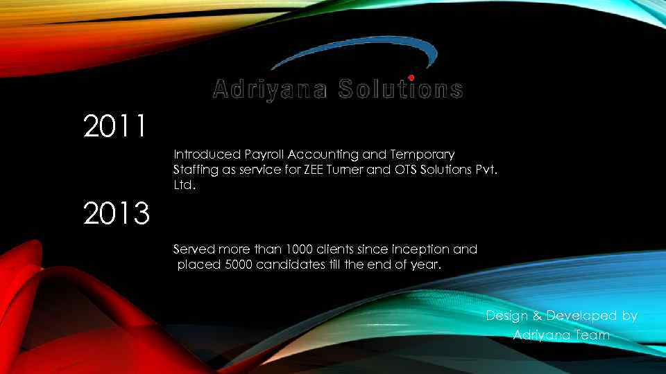 2011 Introduced Payroll Accounting and Temporary Staffing as service for ZEE Turner and OTS