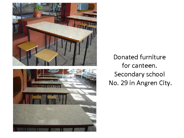 Donated furniture for canteen. Secondary school No. 29 in Angren City. 