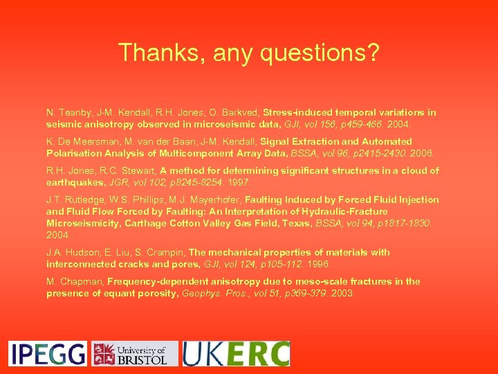 Thanks, any questions? N. Teanby, J-M. Kendall, R. H. Jones, O. Barkved, Stress-induced temporal