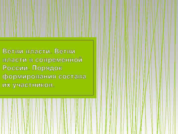 Ветви власти в современной России. Порядок формирования состава их участников. 